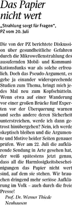 Pforzheimer Zeitung , vom 20. Juli 2009